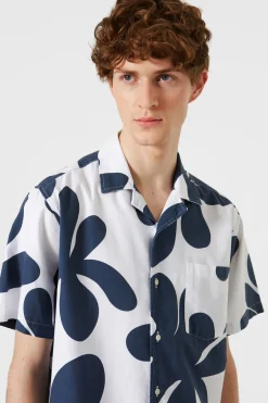 Clearance Alice Short Sleeve Shirt Printed Navy Men Shirts