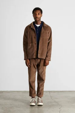 Cheap Bline Jacket Cord Plain Brown Men Outerwear
