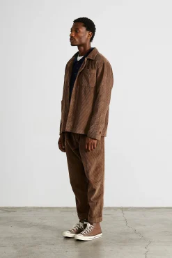 Cheap Bline Jacket Cord Plain Brown Men Outerwear