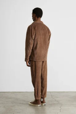 Cheap Bline Jacket Cord Plain Brown Men Outerwear