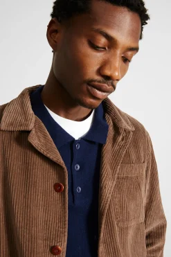 Cheap Bline Jacket Cord Plain Brown Men Outerwear