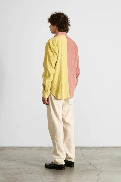 Clearance Block French Cord Plain Salmon Men Shirts