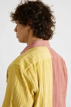 Clearance Block French Cord Plain Salmon Men Shirts