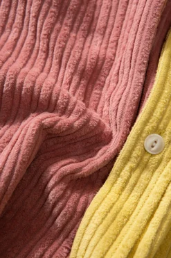 Clearance Block French Cord Plain Salmon Men Shirts