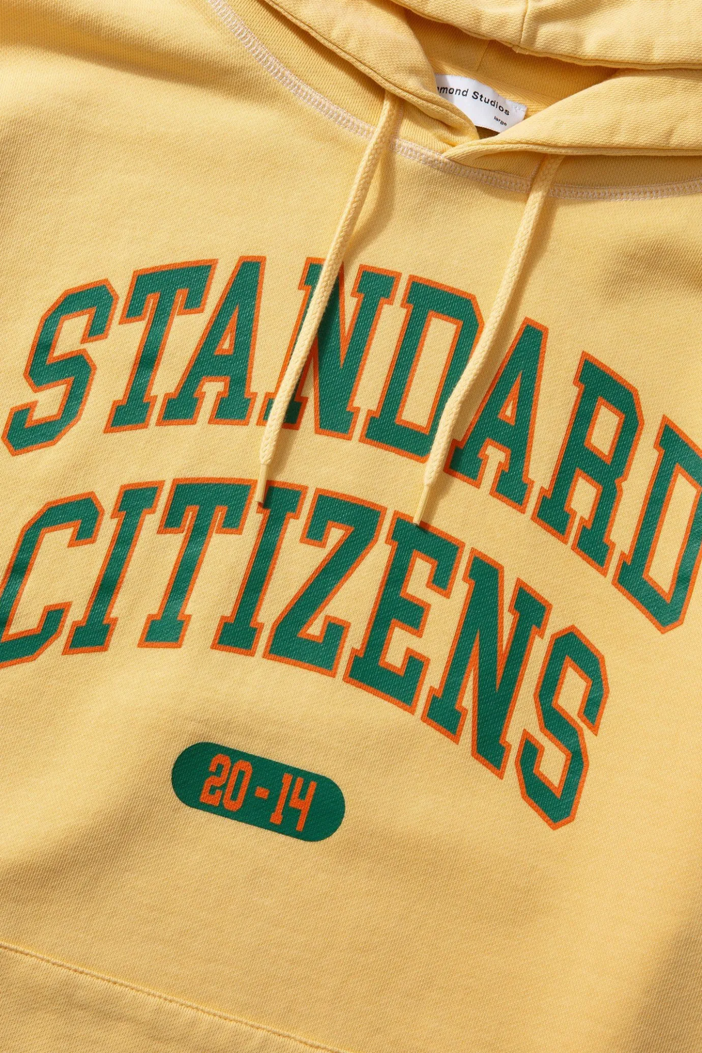 Shop College Arch Hoodie Plain Light Yellow Men Sweatshirts