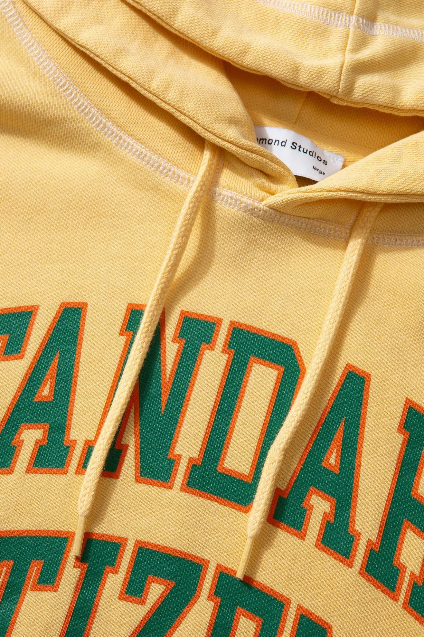 Shop College Arch Hoodie Plain Light Yellow Men Sweatshirts