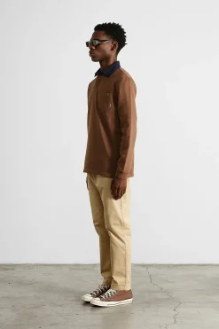 Cheap College Polo Plain Brown Men Sweatshirts