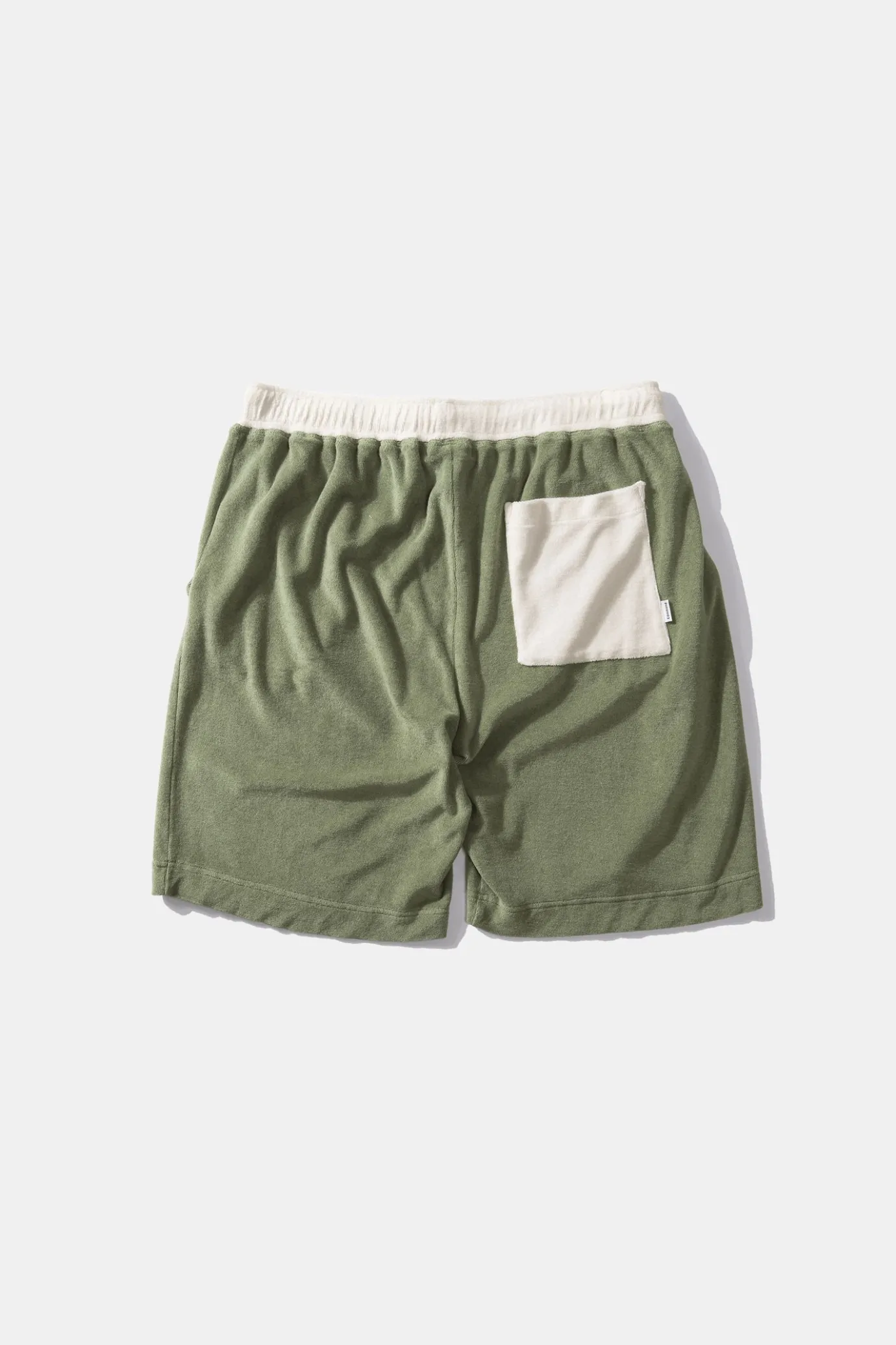 Cheap Contrast Terry Shorts Plain Olive Men Trousers