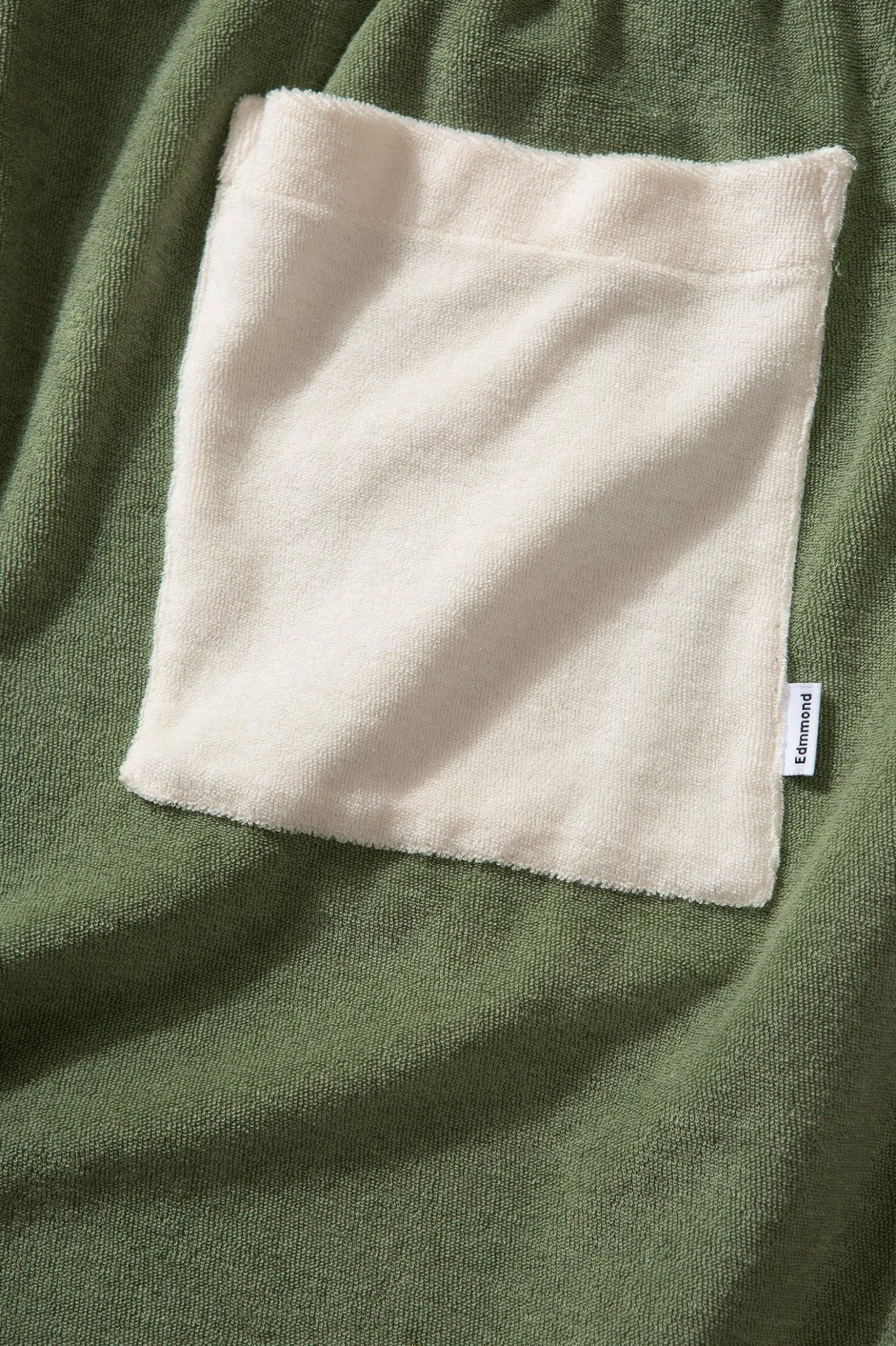 Cheap Contrast Terry Shorts Plain Olive Men Trousers