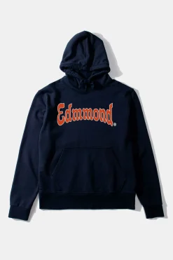 Discount Curly Hoodie Plain Navy Men Sweatshirts