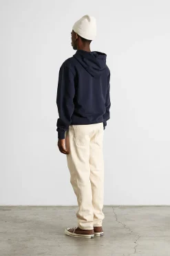 Discount Curly Hoodie Plain Navy Men Sweatshirts