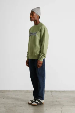 Shop Curly Sw Plain Olive Men Sweatshirts