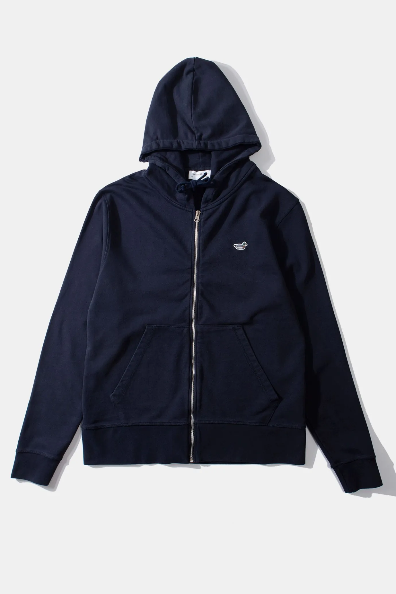 Clearance Duck Patch Zip Hoodie Plain Navy Men Sweatshirts