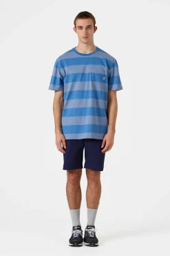 Hot Faran Stripes Plain Blue Men T-Shirts