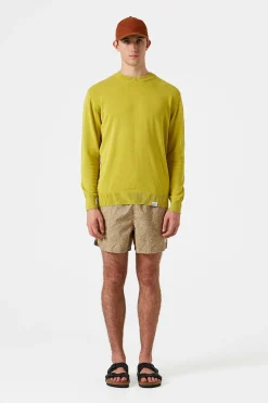 Discount Flax Sweater Plain Green Men Knitwear