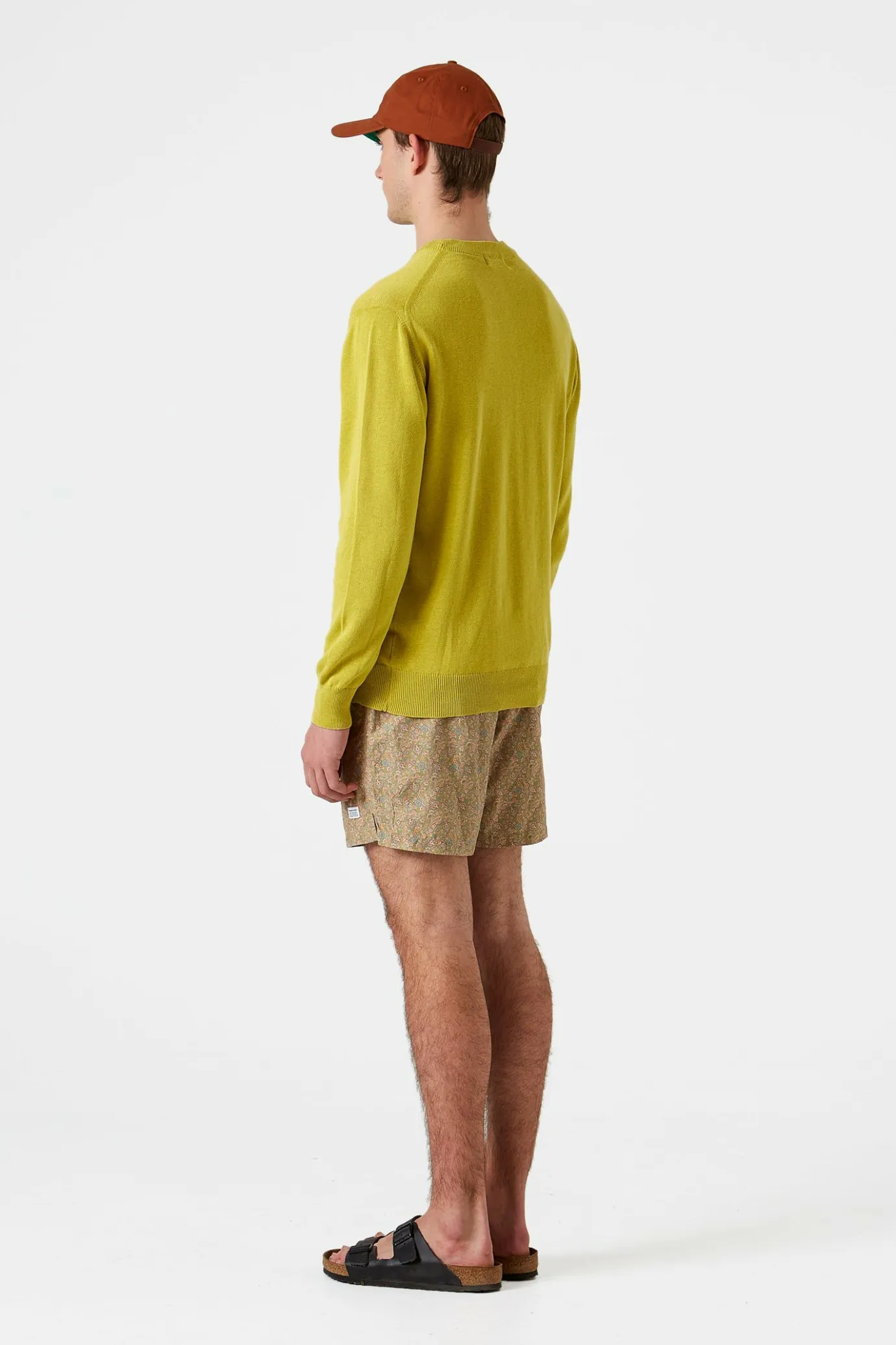 Discount Flax Sweater Plain Green Men Knitwear