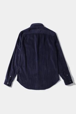 Hot French Cord Shirt Plain Navy Men Shirts