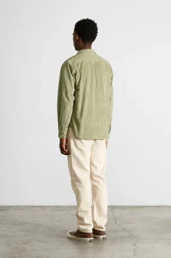 Sale French Cord Shirt Plain Olive Men Shirts