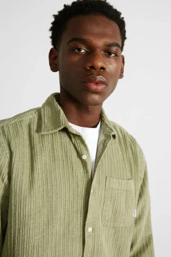 Sale French Cord Shirt Plain Olive Men Shirts