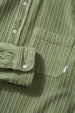 Sale French Cord Shirt Plain Olive Men Shirts
