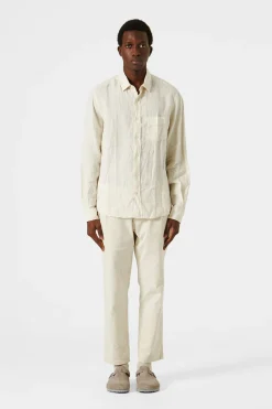 Outlet Linen Shirt Plain Beige Men Shirts