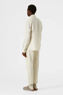 Outlet Linen Shirt Plain Beige Men Shirts