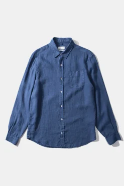 Cheap Linen Shirt Plain Blue Men Shirts