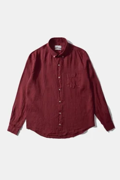 Online Linen Shirt Plain Bordeaux Men Shirts