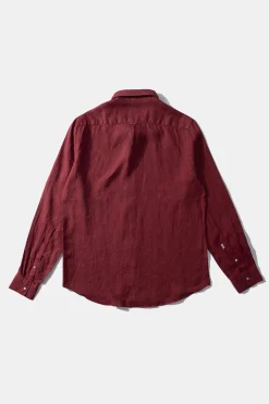 Online Linen Shirt Plain Bordeaux Men Shirts