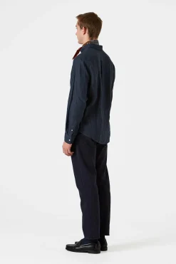Hot Linen Shirt Plain Navy Men Shirts