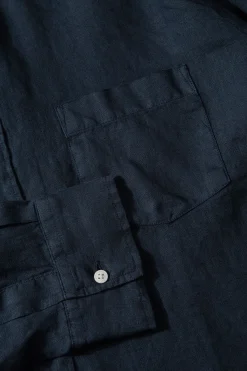 Hot Linen Shirt Plain Navy Men Shirts