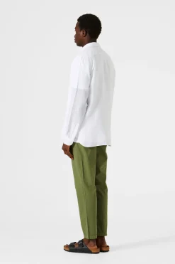 Outlet Linen Shirt Plain White Men Shirts