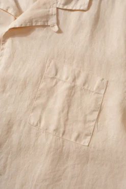 New Linen Short Sleeve Plain Off White Men Shirts
