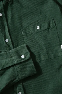 Online Microcord Shirt Plain Dk Green Men Shirts