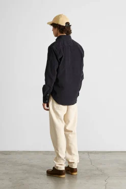 Best Sale Microcord Shirt Plain Navy Men Shirts
