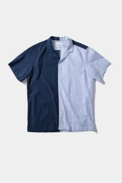 Discount Middle Shirt Colour Block Navy Men Shirts