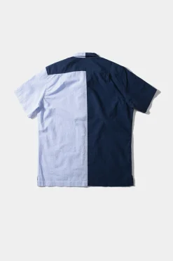 Discount Middle Shirt Colour Block Navy Men Shirts