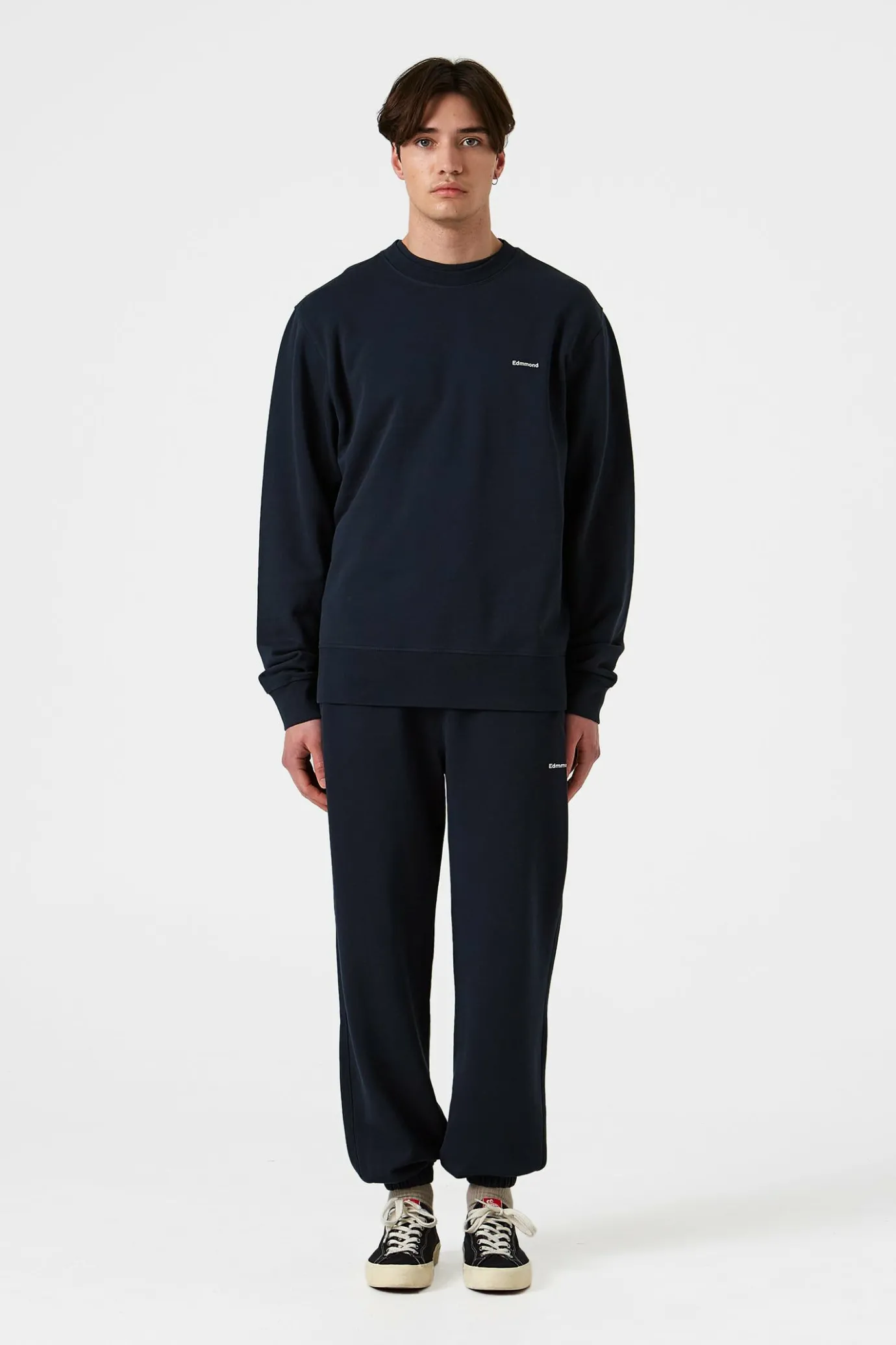 New Mini Logo Pants Plain Navy Men Trousers
