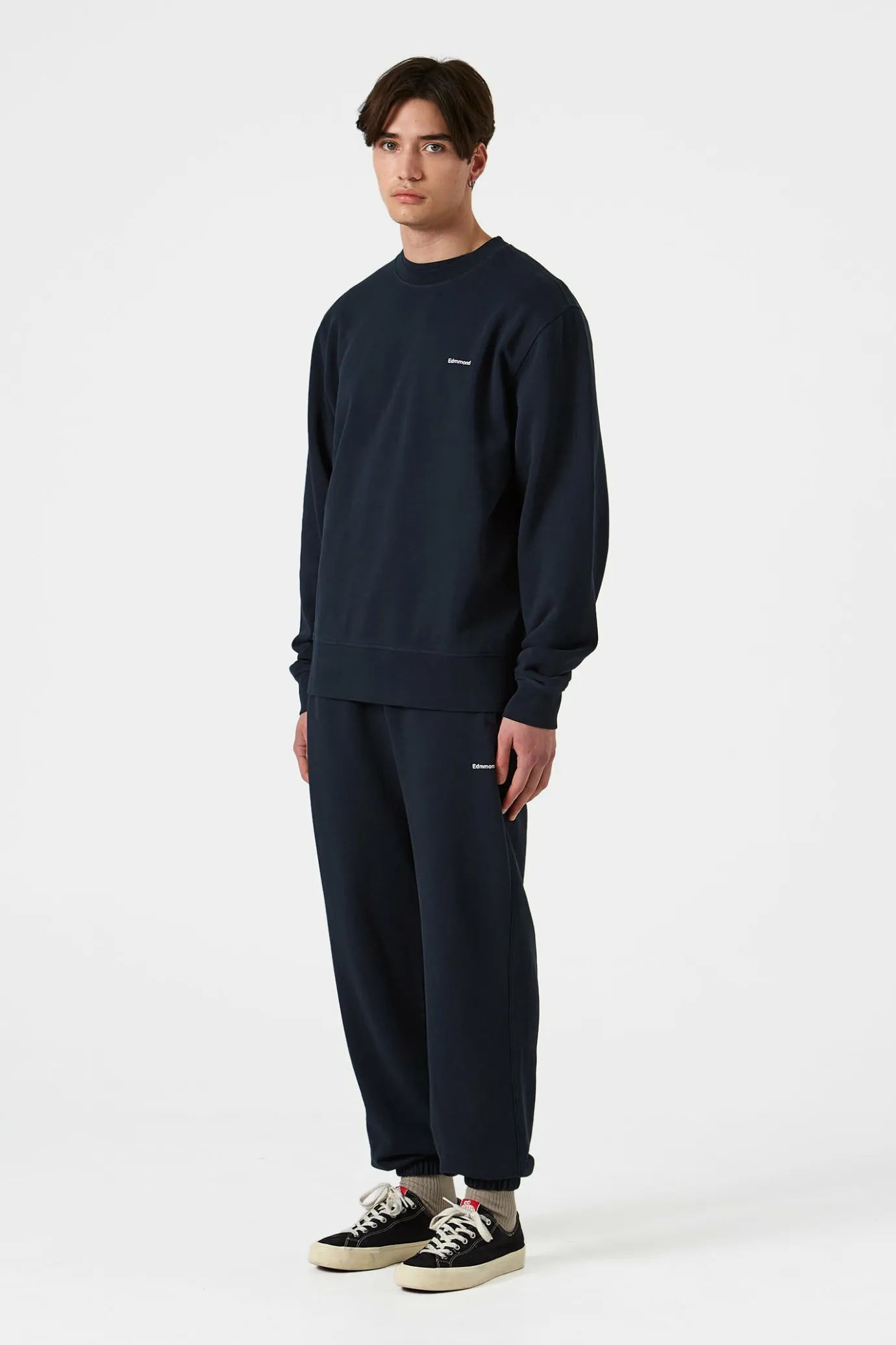 New Mini Logo Pants Plain Navy Men Trousers
