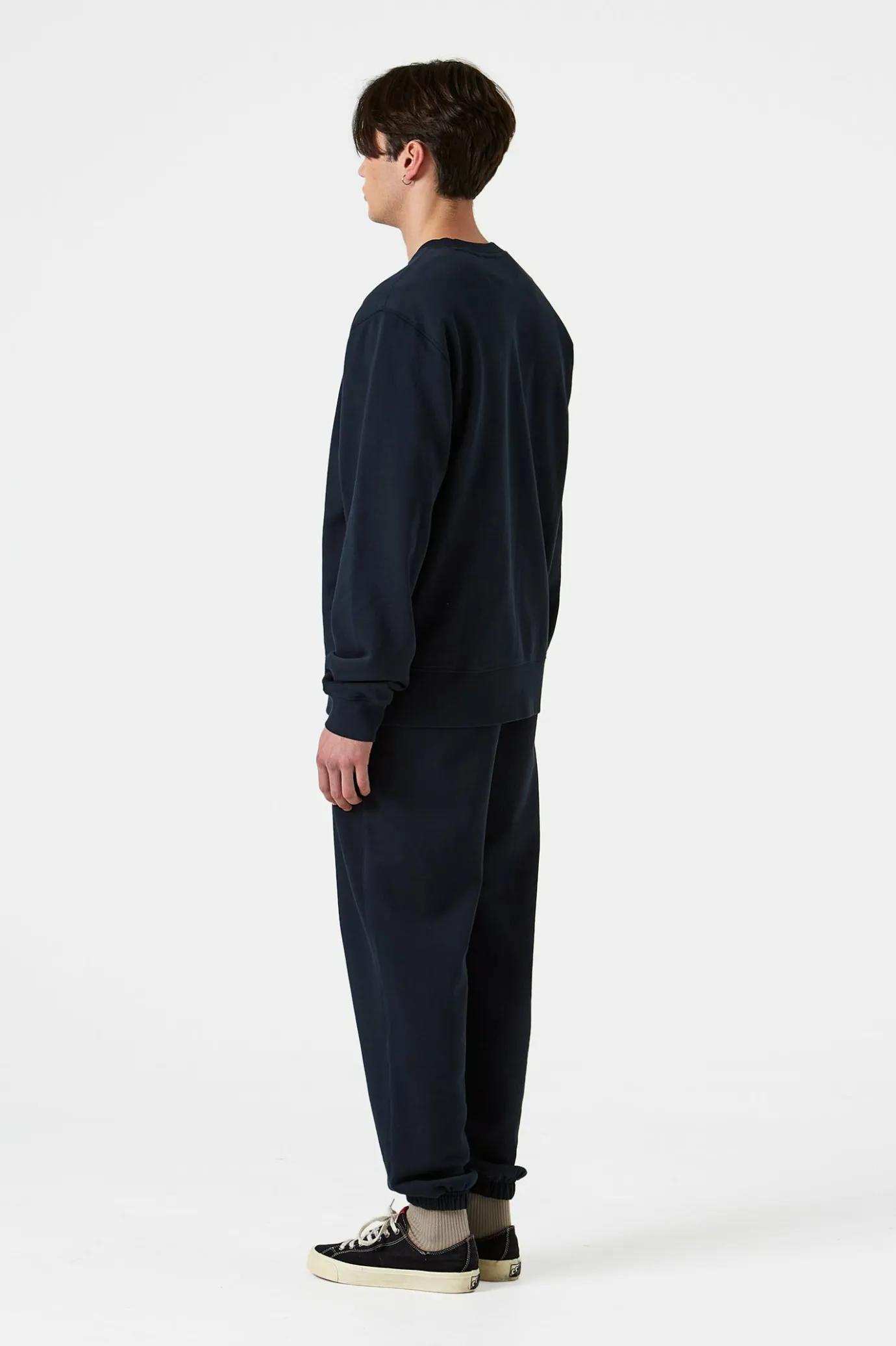 New Mini Logo Pants Plain Navy Men Trousers