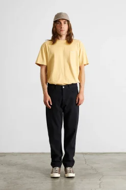 Discount Mini Logo Plain Light Yellow Men T-Shirts