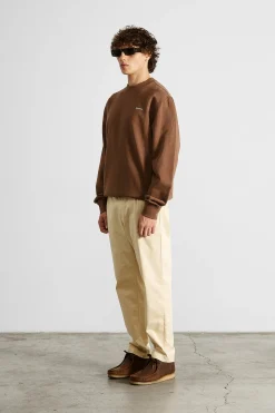 Shop Mini Logo Sw Plain Brown Men Sweatshirts