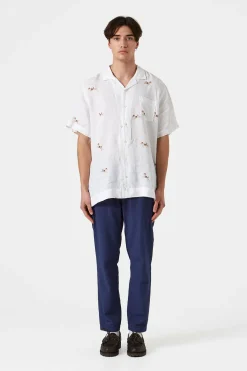 Store Murano Seersucker Pants Plain Navy Men Trousers
