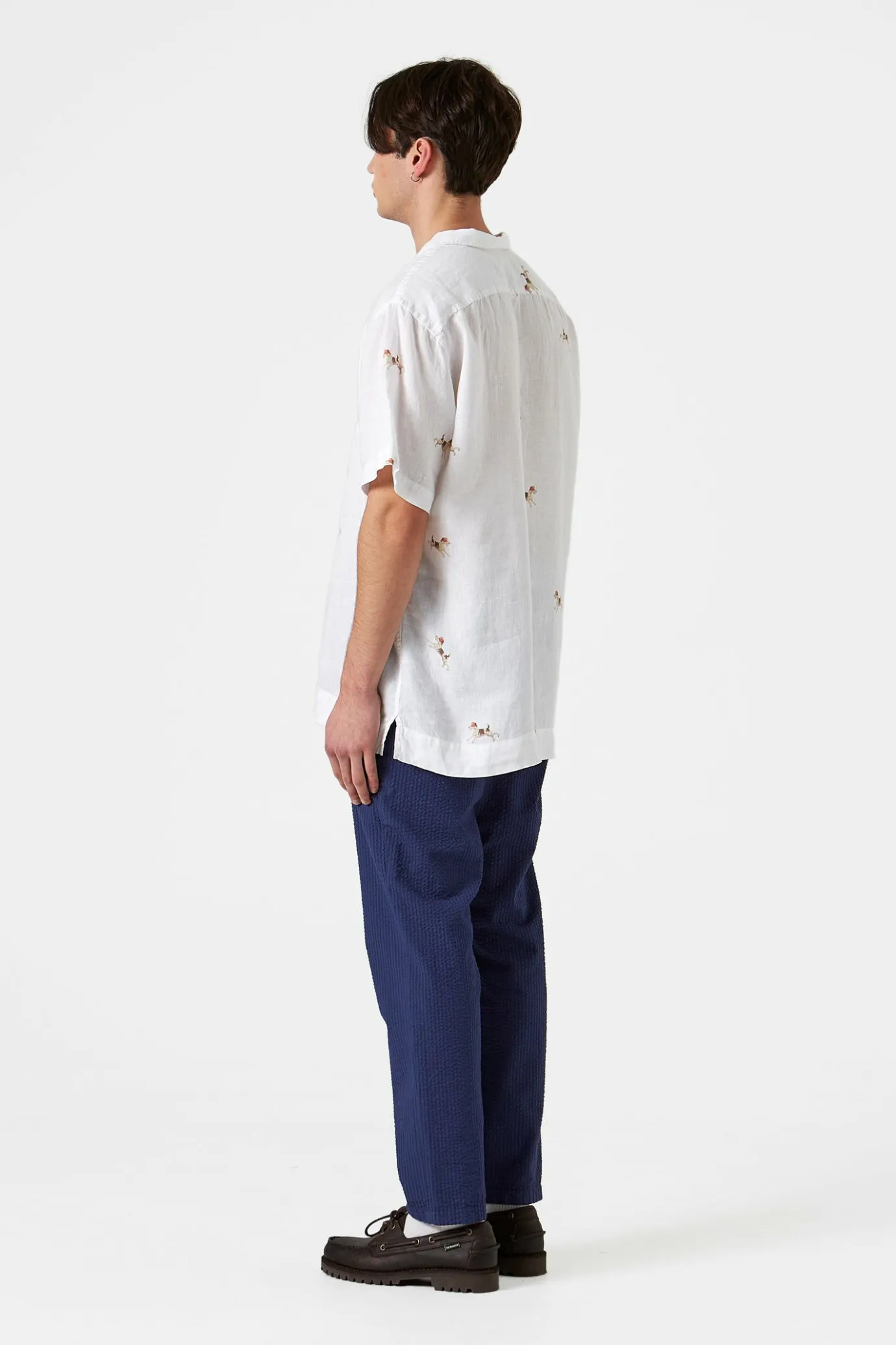 Store Murano Seersucker Pants Plain Navy Men Trousers