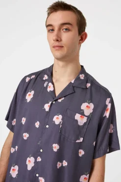 Hot Orchid Short Sleeve Plain Navy Men Shirts