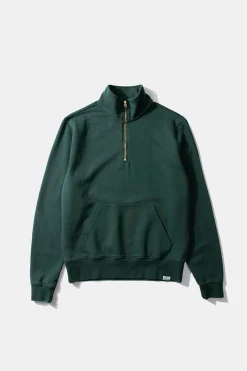 Fashion Page Zip Plain Dk Green Men Sweatshirts