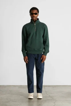 Fashion Page Zip Plain Dk Green Men Sweatshirts