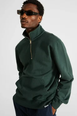 Fashion Page Zip Plain Dk Green Men Sweatshirts