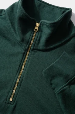 Fashion Page Zip Plain Dk Green Men Sweatshirts