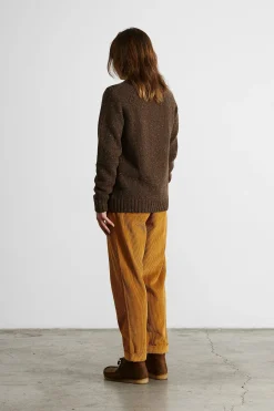 Hot Paris Sweater Plain Brown Men Knitwear